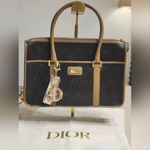 Vintage Christian Dior Tan and Brown Designer Bag